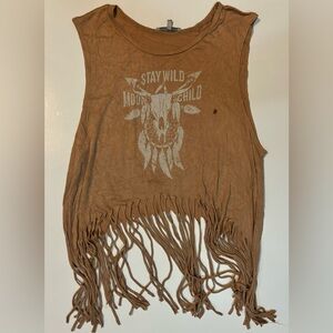 Small Brown Charlotte Russe Tassle Crop